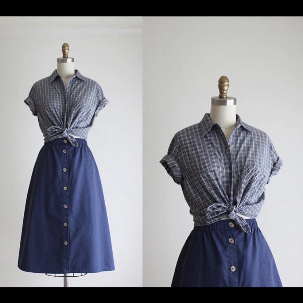 Bebe high waisted button skirt Navy Blue